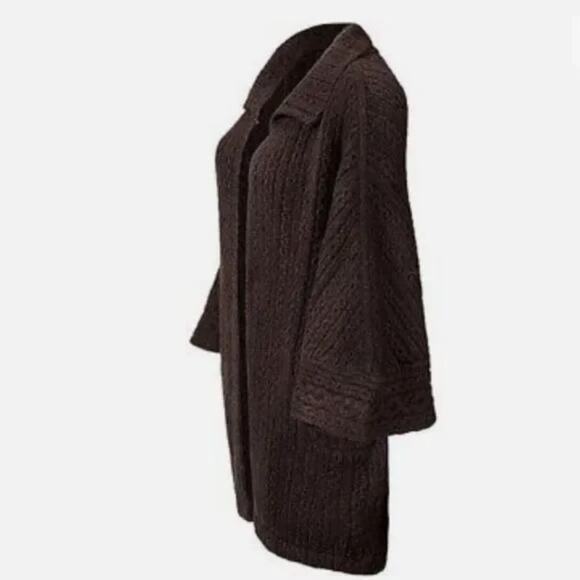 Cabi REPOSE Chunky Thick Knit Dark Chocolate Brown Oversized Cape Cardigan Sweat - Picture 3 of 7